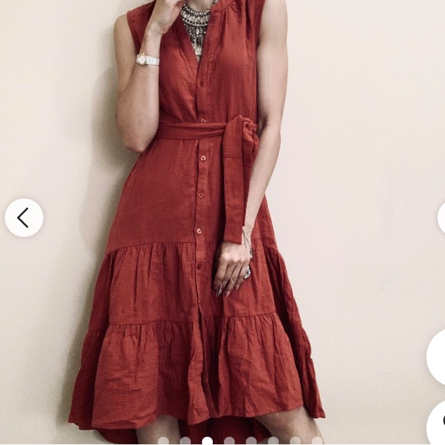 Nwt Drew Amber Button-Front Tiered Hi-Lo Dress Size Large